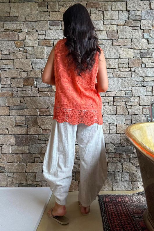 Veronica Embroidered Tank Cayenne